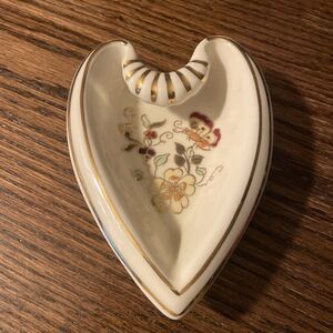 Zsolnay Hungary Gold Trim Hand Painted Numbered Trinket Dish Flowers